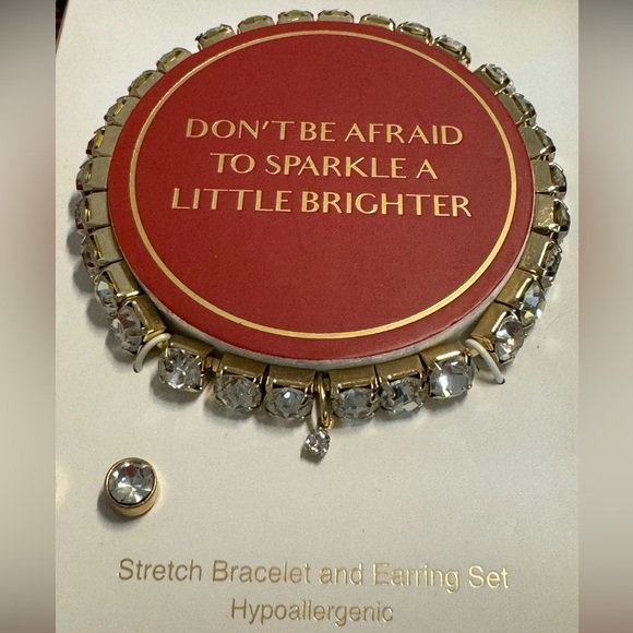 “DON’T BE AFRAID TO SPARKLE A LITTLE BRIGHTER” Stretch Bracelet and Earring Set - Picture 6 of 12